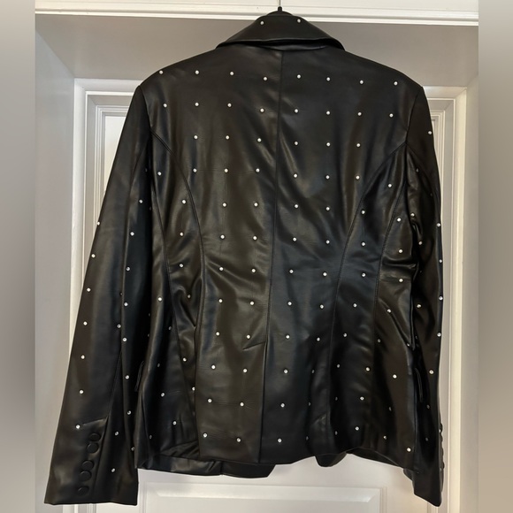 7 For All Mankind | Black PU Rhinestone Blazer (L) - Picture 3 of 10